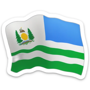 Flag with green stripe at the bottom, white stripe with the mountain in the middle and blue stripe at the top sticker