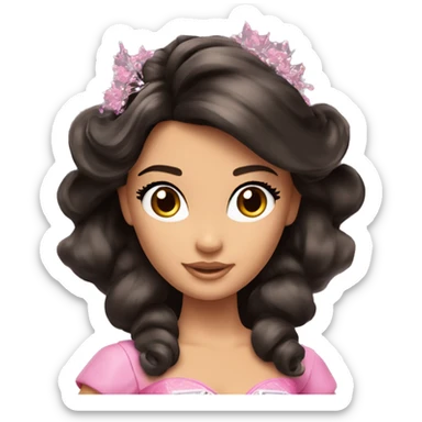 One Attractive Barbie perfect face tan fairy princess short dark hair half up half down style sticker