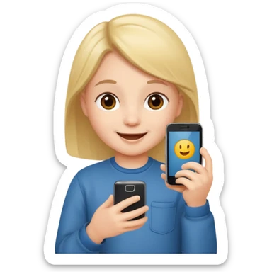 happy child with phone in hand sticker
