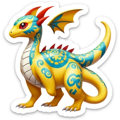 exotic fantasy-creature-Fakémon-Pokémon, full body, with random markings sticker
