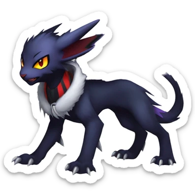 Cool Anthro Dark Absol-Noivern-Quilava-Litten-Pokémon with edgy stripes hoodie spiked collar punk Full Body sticker