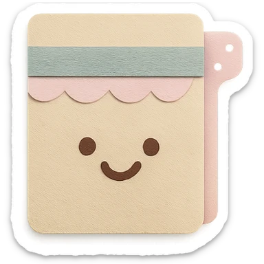 soft pastel cozy journal divider with soft patterns, paper craft style, with a smiling face accent sticker