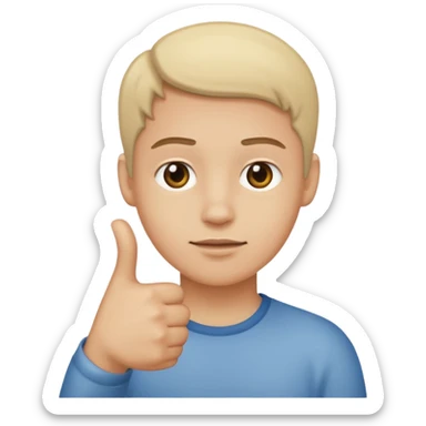 straight face with hand with thumb sticking right sticker