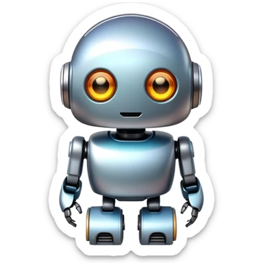 cute robot with rounded features sticker