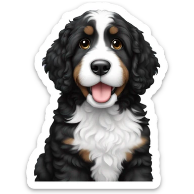 Black and white bernedoodle cute puppy dog sticker