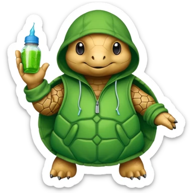 Une tortue avec une cagoule et qui fait des graffiti sticker