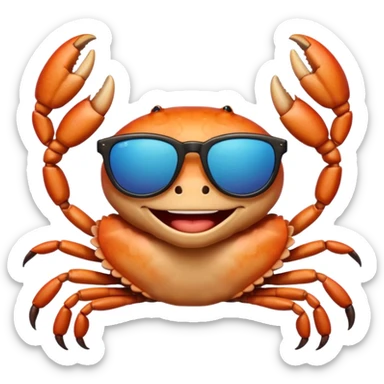 Alaska crab are moving wearing a sunglass and say hi sticker