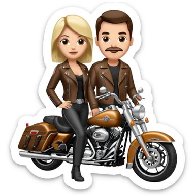 Un couple de biker sur une harley road king sticker
