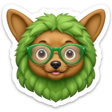 alien dog with folded ears green, wearing glassess sticker