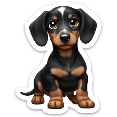 Black merle mini dachshund puppy sticker