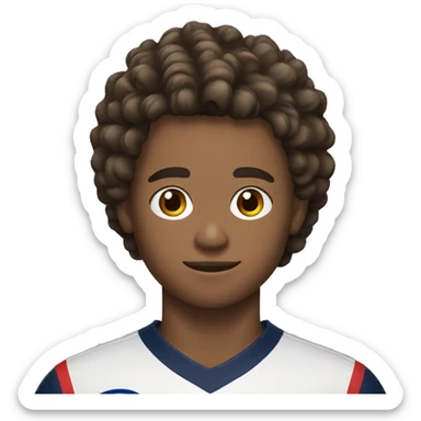 adolescent homme de 15 ans métisse avec des cheveux mi long mi court et brun avec un maillot du psg sticker