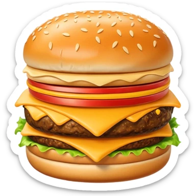 cheeseburger emoji with extra cheese, no lettuce, sesame seed bun sticker