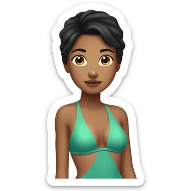 olive skin black hair girl in swimsuit sticker