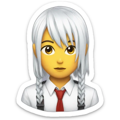 femel with fringe makima from chainsaw man with tied red hair a shirt and a a tie sticker