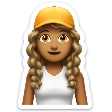 Emoji frustrada: Chica con gorra de tenis, cabello claro, pestañas grandes y de piel clara.  sticker