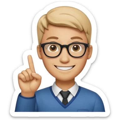 Nerd emoji with a finger in the air sticker