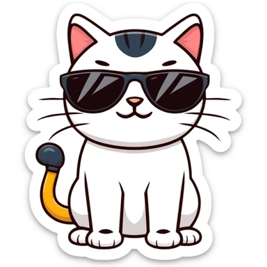 Cool cat wearing sunglasses, looking confident sticker