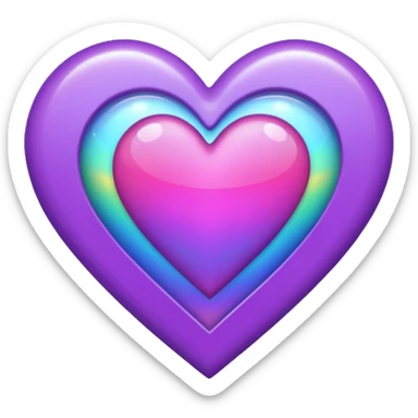 purple heart with holographic rainbow fill sticker