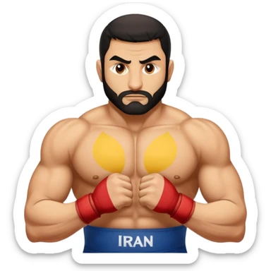 Gholam reza takhti behind the word Iran wrestling sticker