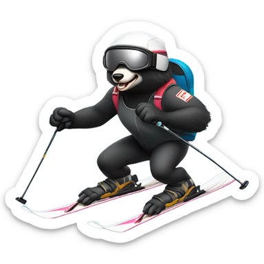 Honey badger skiing downhill sticker