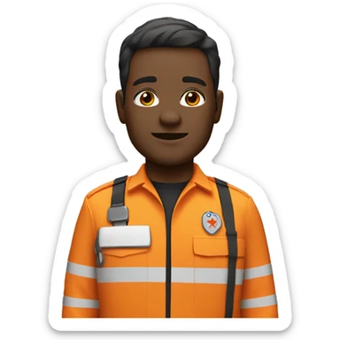 paramedic in orange reflective uniform sticker