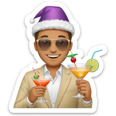 Male pool party with cocktails head sticker