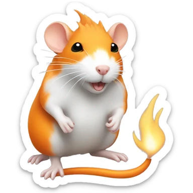 an orange rat with a white flame shape on it's fur sticker