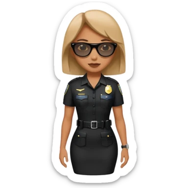 woman police wearing black dress with sun glasses sticker