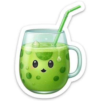 small cup of bubbly green melon soda with a straw, no fruit sticker