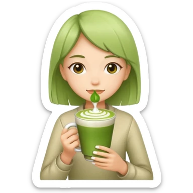 Girl with matcha latte sticker