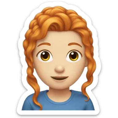 ginger girl trying to dye her hair blue sticker