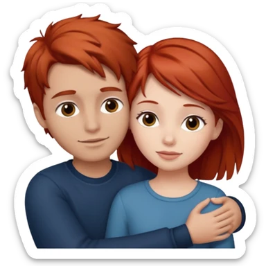 Red haired girl with brown hair boy romance sticker