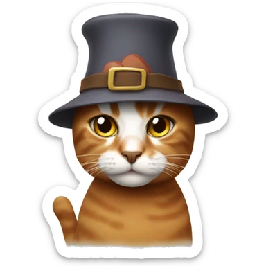 Cat wearing a turkey hat sticker