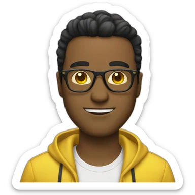 Guy with yellow tinted glasses and combed black hair  sticker