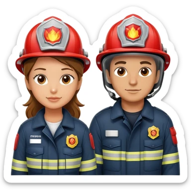 firefighter with his girlfriend sticker
