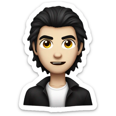 teen boy vampire with dark hair and white shirt sticker