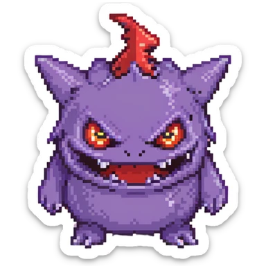 Gengar, the purple ghost Pokemon with red eyes and a mischievous grin sticker