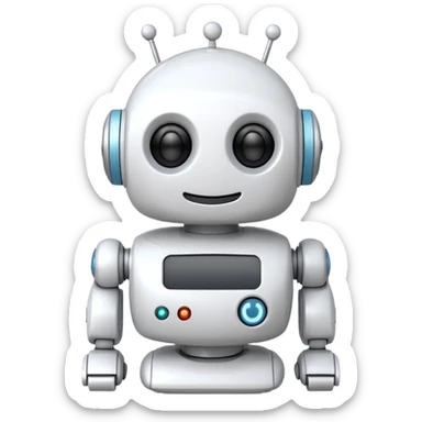 robot cartoon simple kid toy white innocent funny gudget friendly smiley round adorable music sticker