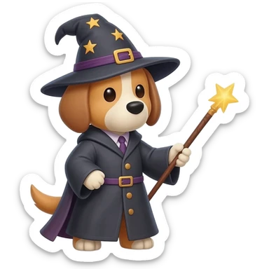 Dog wizard sticker