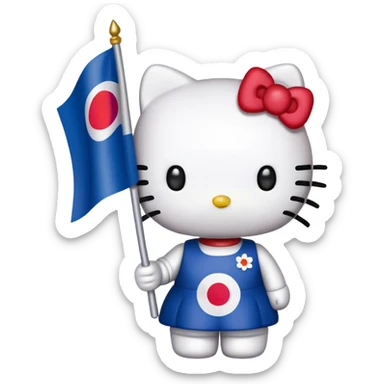 hello kitty holding the South Korean flag sticker