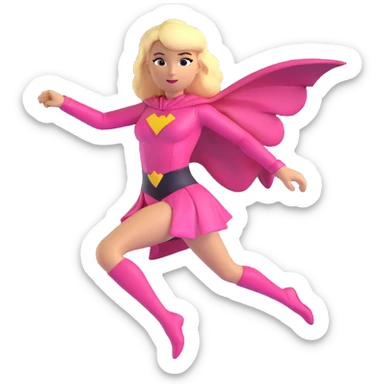 superhero girl with blonde hair and pink outfit flying sticker