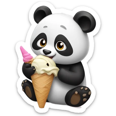 Panda eating ice cream sticker
