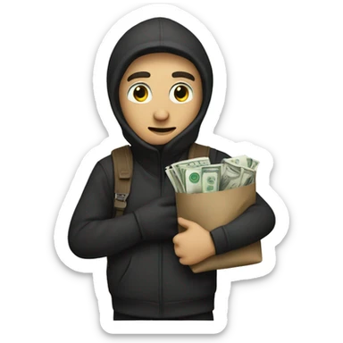 The thief was carrying a bag filled with money sticker