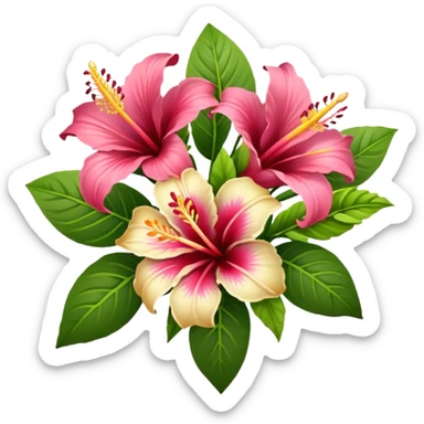 bouquet of lilies and hibiscus with bow sticker