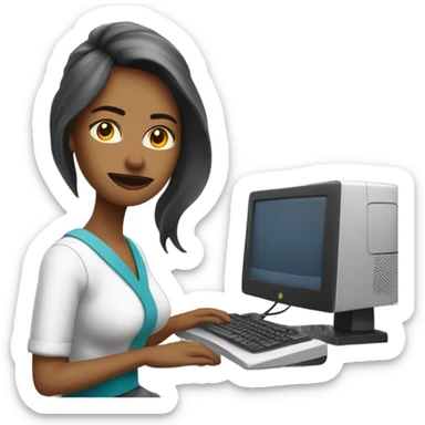 Mujer colorada usando la computadora  sticker