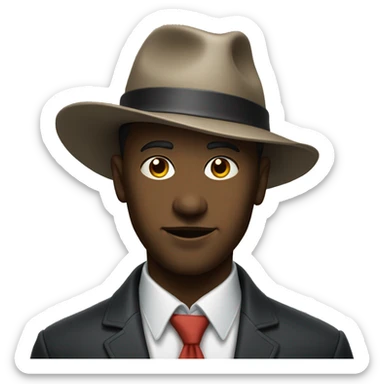 portrait of a male figure with hat on sticker