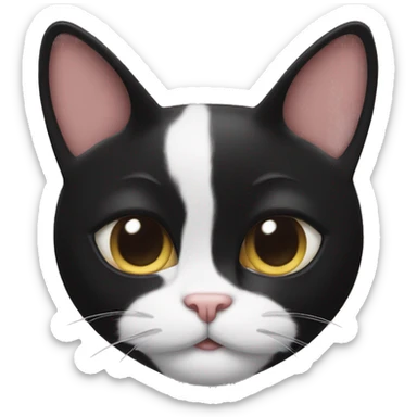 tuxedo cat with a face that looks like an upside down heart sticker