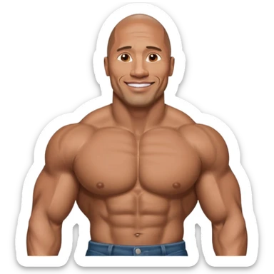 Illustrate Dwayne Johnson in a fitted shirt, muscular build & confident smile sticker