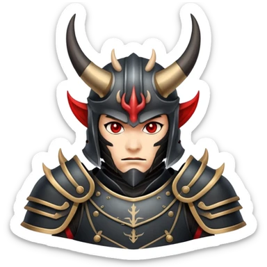 Devil samurai with horns and armor sticker