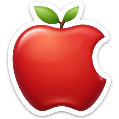 “A clean, modern Apple emoji–style apple icon, flat design, smooth gradients, subtle shine, soft shadow, centered on a neutral light background, minimalistic, professional UI style, high resolution, vector-like, no text.” sticker